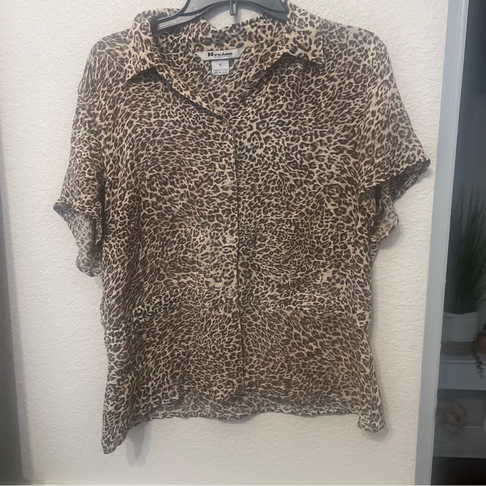 Brown Leopard Print Women's Top sz 16 - Picture 3 of 13